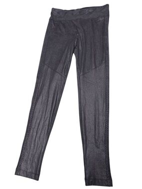 Hale Bob black faux suede whipstitch side hem leggings